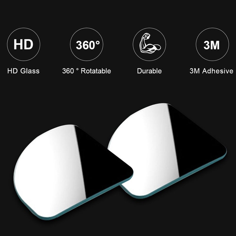 POMFW Blind Spot Mirror  2 inch Rearview Convex Side Mirrors for Cars SUV Truck Van Stick on 3M Adhesive  Rear View HD Glass Frameless Sway Rotate adjustable Wide Angle 2PCS (Sector) - Image 2
